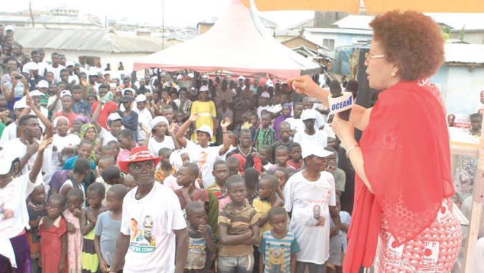  Mrs Yvonne Nduom speaking at a rally at Agona in the KEEA constituency